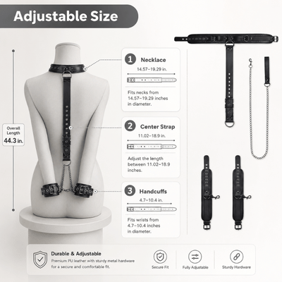 Neck-to-Wrist BDSM Restraints Kit size